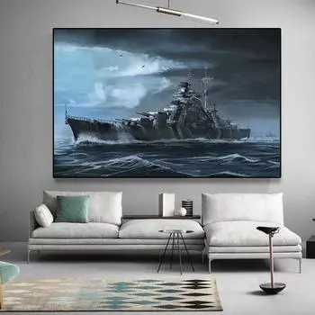 World of Warships Bismarck Battleship Картина Холст Плакат HD Печатные Настенные Художественные Фотографии Современная Гостиная Украшения Дома