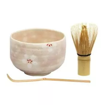 WORLD Otemae set Pink Matcha x x CREATE, INC. bowl 9.5 H7.5cm, Chashaku 19cm, Chasen 6 H10.5cm