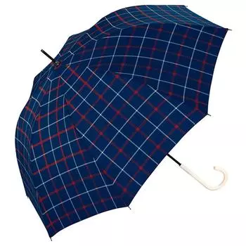 World Party Rain Umbrella Long Umbrella Navy 58cm Unisex Super Water Repellent Annurella (Wpc.) Women s Men s UN-1006TradCheck