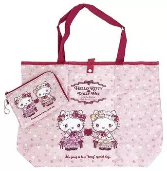 World Sanrio DOLLY MIX Folding Eco Bag Hello Kitty Mimmy Shopping Bag Marche Bag Free [Perfect Tokyo]