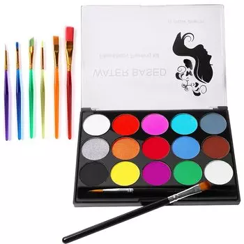 Worldcosmetics365 Краска для лица 15 цветов Безопасная краска для тела Краска для живота Перманентный макияж Тени для век Подводка для глаз Макияж для щек Косплей Реквизит Макияж Косметика