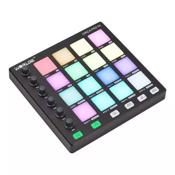 WORLDE MIDI-контроллер Beat Maker Machine 6 назначаемых ручек Кнопки повторения нот полного уровня и чёрный