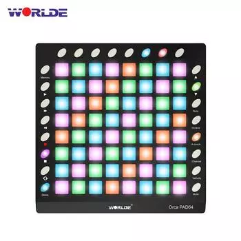 WORLDE ORCA PAD64-A Портативный USB-контроллер барабанных MIDI-пэдов 64 RGB с подсветкой Black2