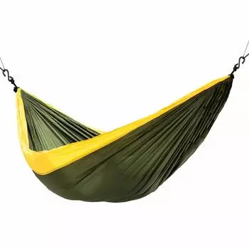 WorldHammock Hammock Parachute Fabric with 5 Colors Rope, Lightweight, Compact, Portable, Outdoor, Camping, Family, (Khaki) хаки