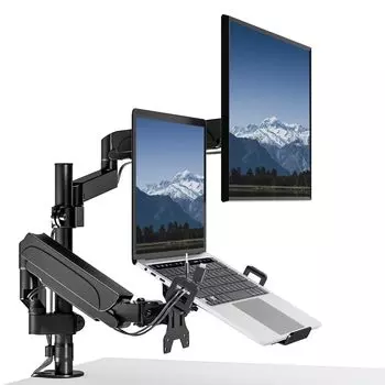 WORLDLIFT Двойной кронштейн для монитора Кронштейн для ноутбука с 2 экранами Совместим с дюймовым дисплеем Совместим с дюймовым ПК Высота, см Включает подставку для ПК Грузоподъемность, кг чёрный