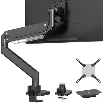 WORLDLIFT Monitor Arm Single Desk Mount Up to inches Gas Type with Reinforcement Plate Compatible with VESA Standards 17-57 (2-27kg)