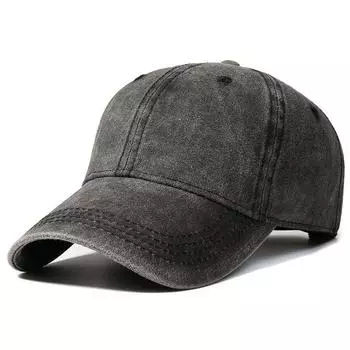 Worn Looking Washed-out Hat Men and Women Retro Baseball Street Soft Peaked Cap Curved Brim Fashion Wind Easiest for Match Student Casual Hat Black