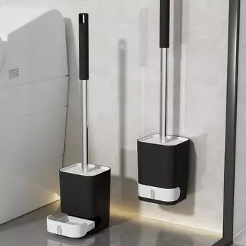 WORTHBUY Длинная ручка Пластиковый туалетный ершик с основанием для слива Без перфорации Настенный туалет Чистящая щетка для туалета Аксессуары для ванной комнаты белый