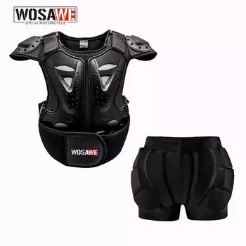 WOSAWE Дети катание на коньках Бедра Защитная накладка Спорт на открытом воздухе Защита груди Лыжный спорт Комплект защитного снаряжения S чёрный