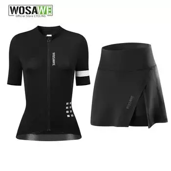 WOSAWE Летние женские велосипедные комплекты, быстросохнущая велосипедная одежда, светоотражающая дышащая одежда для спорта на открытом воздухе XS чёрный