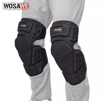 WOSAWE мотоциклетное защитное снаряжение, наколенники для мотокросса, защита для велоспорта, наколенники, регулируемая поддержка голени one size чёрный