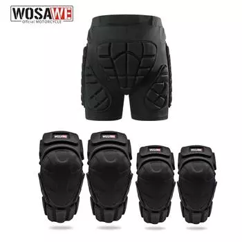 WOSAWE Мотоциклетные гоночные комплекты защитного снаряжения Мотокросс Наколенники и налокотники Защитные брюки для бедер XS чёрный