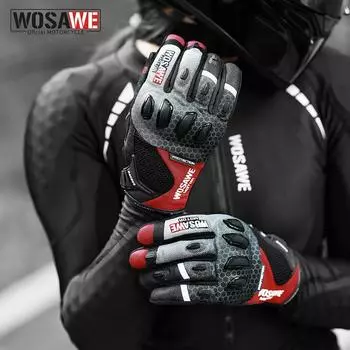 WOSAWE Мотоциклетные перчатки Дышащие перчатки для мотокросса с закрытыми пальцами Перчатки для сенсорных экранов M чёрный