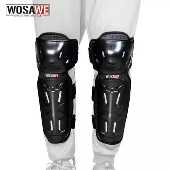 WOSAWE мотогонки, длинные наколенники, защита для мотокросса, сноуборда, толстые жесткие наколенники, защитное снаряжение чёрный