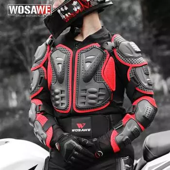 WOSAWE Мужская мотоциклетная сетчатая бронекуртка для мотокросса, защита груди черепахи всего тела чёрный