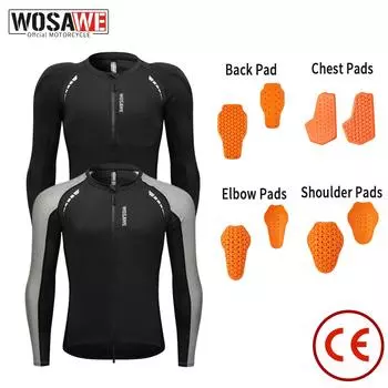 WOSAWE мужская облегающая, эластичная, приятная для кожи, одобренная CE, съемная, мягкая защитная, светоотражающая, для езды на мотоцикле, мягкая защитная футболка, куртка S чёрный