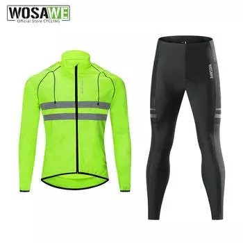 WOSAWE Мужская велосипедная куртка с длинными рукавами для горного велосипеда и брюки, дышащая спортивная одежда на открытом воздухе L чёрный