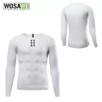 WOSAWE мужские белые высокоэластичные майки, дышащий бесшовный трикотаж с длинными рукавами, базовый слой для велоспорта S белый