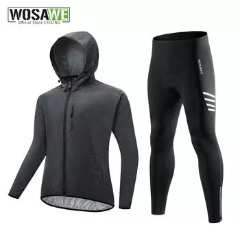 WOSAWE мужские велосипедные костюмы дышащая быстросохнущая радужная велосипедная куртка эластичные велосипедные штаны одежда для скоростного спуска на велосипеде S чёрный