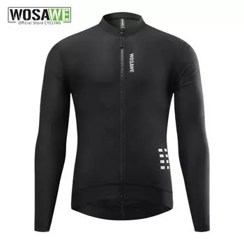 WOSAWE мужские велосипедные майки с длинными рукавами Pro Team, быстросохнущие дышащие велосипедные рубашки, одежда для занятий спортом на открытом воздухе S чёрный
