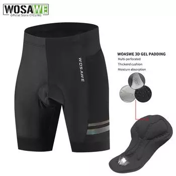 WOSAWE мужские велосипедные шорты с 3D гелевой подкладкой, дышащие, цветные, светоотражающие, спортивные узкие шорты M чёрный