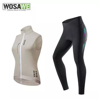 WOSAWE осень/зима женский ветрозащитный флисовый безрукавный теплый жилет светоотражающие силиконовые вставки велосипедные штаны шоссейный велосипедный костюм XS чёрный