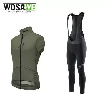 WOSAWE осенне-зимний мужской флисовый ветрозащитный терможилет для велоспорта, теплый ударопрочный светоотражающий эластичный костюм для шоссейного велоспорта S чёрный