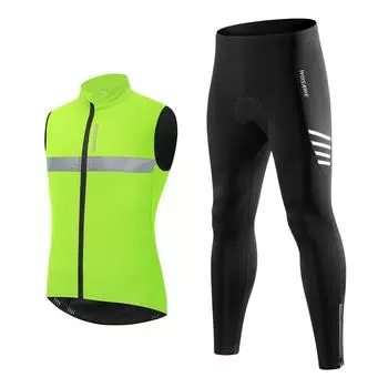 WOSAWE осенне-зимняя уличная велосипедная флисовая куртка без рукавов, морозостойкие костюмы, теплый жилет, куртка и брюки M чёрный