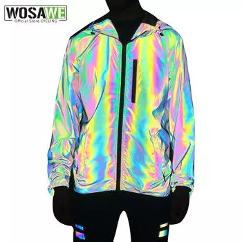 WOSAWE переливающаяся велосипедная куртка, полностью светоотражающие спортивные толстовки, водонепроницаемые ветрозащитные велосипедные куртки S серый