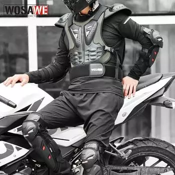 WOSAWE Взрослый мотоциклетный бронежилет, защита груди, спины, защита для мотокросса, защитные накладки для мотокросса, гонок по бездорожью, BMX, квадроцикл, наколенник, черная броня для ног S