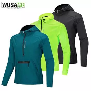 WOSAWE велосипедная куртка с капюшоном Hi Vis водонепроницаемая ветрозащитная велосипедная трикотажная ветрозащитная куртка M чёрный