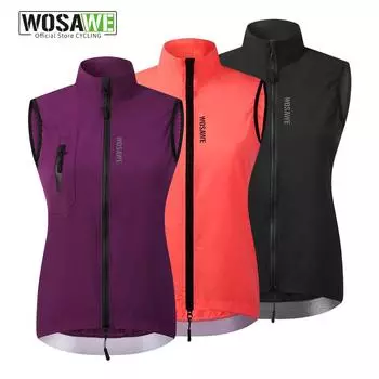 WOSAWE велосипедная ветровка, жилет, женская велосипедная куртка без рукавов, светоотражающая куртка, спортивная одежда на открытом воздухе XS чёрный