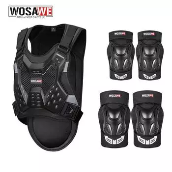 WOSAWE защита груди для взрослых, бронекостюм для езды на мотоцикле, защитное оборудование для беговой спины, катание на лыжах, коньках, наколенники чёрный