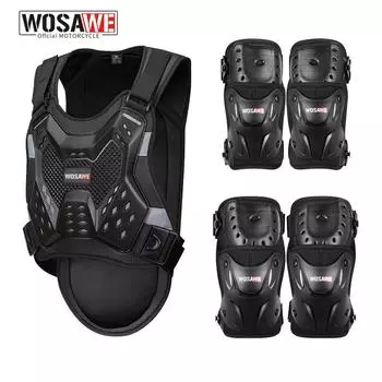 WOSAWE защита от падения мотоциклетные наколенники бронежилет для мотокросса износостойкий прочный ударопрочный защитное снаряжение чёрный