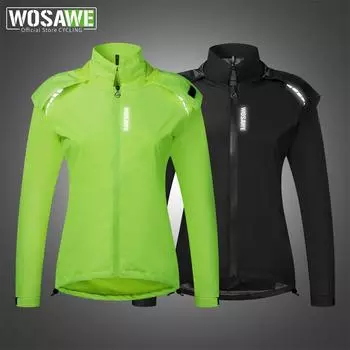 Wosawe Женская четырехсезонная светоотражающая водонепроницаемая походная куртка для горного велосипеда, бега, спорта, легкая ветровка с капюшоном для поездок на работу и пеших прогулок M чёрный