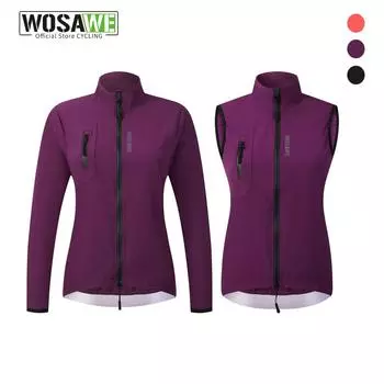 WOSAWE женская велосипедная ветровка жилет ветрозащитная водоотталкивающая велосипедная куртка Светоотражающий легкий жилет XS чёрный