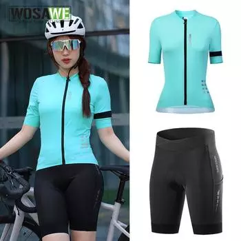 WOSAWE женские велосипедные комплекты, быстросохнущие дышащие велосипедные шорты, 5D гелевые подушечки, велосипедные костюмы, одежда для спорта на открытом воздухе, велоспорт XS чёрный