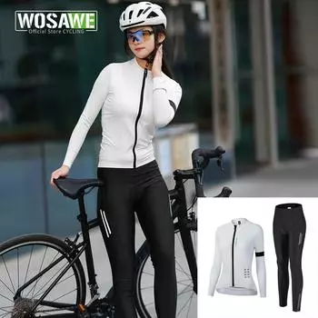 WOSAWE женские велосипедные костюмы с длинным рукавом, велосипедный трикотаж, велосипедные длинные брюки, 5D гелевые подушечки, дышащие быстросохнущие комплекты для велосипеда XS чёрный