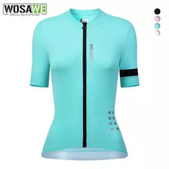 WOSAWE женский легкий велосипедный трикотаж с короткими рукавами, женский велосипедный топ с коротким рукавом, женская велосипедная рубашка, дышащие велосипедные футболки на молнии XS чёрный