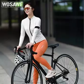WOSAWE Женский велосипедный трикотаж с длинным рукавом PRO Bike Team Racing 4D комплекты брюк с подкладкой Скоростной костюм Женские дышащие колготки для шоссейного велосипеда Спортивная одежда XS белый