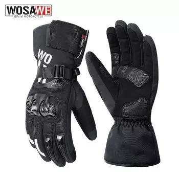 WOSAWE Зимние термофлисовые перчатки для езды на мотоцикле, дышащие, устойчивые к падениям, перчатки для мотокросса с сенсорным экраном M чёрный