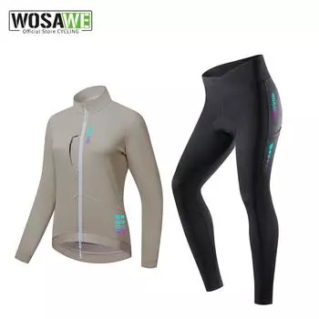 WOSAWE Зимняя флисовая теплая эластичная велосипедная куртка женская ударопрочная пена с сетчатой подкладкой дышащие шоссейные велосипедные штаны велокостюм XS чёрный