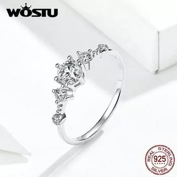 WOSTU 100% настоящее серебро 925 пробы с ярким цирконом, обручальное кольцо для женщин, нежные кольца для влюбленных 6