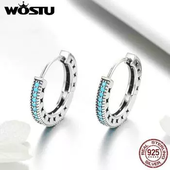 WOSTU 100% настоящее серебро 925 пробы, серьги-кольца в богемном стиле для женщин, ювелирный подарок Earrings