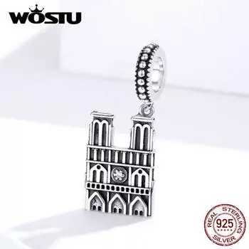 WOSTU 100% стерлинговое серебро 925 пробы Нотр-Дам де Пари, подвеска, подходит для оригинального браслета, подвески HCC2528