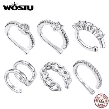 WOSTU 1 шт. из стерлингового серебра 925 пробы, гипоаллергенный простой изысканный зажим для ушей для женщин