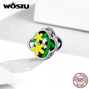 WOSTU 925 пробы серебро блестящий кулон нарцисс подходит оригинальный браслет ожерелье DIY ювелирные изделия 925 silver