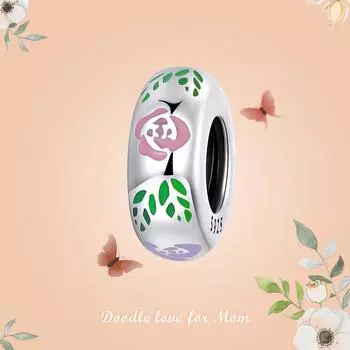 WOSTU 925 пробы серебро цветок каракули силиконовые прокладки подвеска из бисера подходит оригинальный браслет ожерелье для женщин ювелирные изделия 925 silver