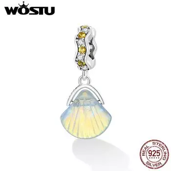 WOSTU 925 пробы серебро глазурованная ракушка подвеска подходит оригинальный браслет ожерелье для женщин ювелирные изделия 925 silver
