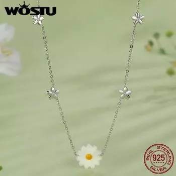 WOSTU 925 пробы серебро глубоководная маргаритка мини опал ожерелье для женщин подарок ювелирные изделия 925 silver
